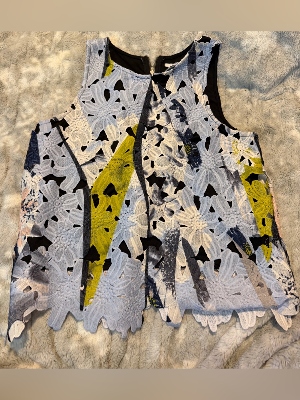 Bar III Floral Cut Out Lace Embroidered Tank Top